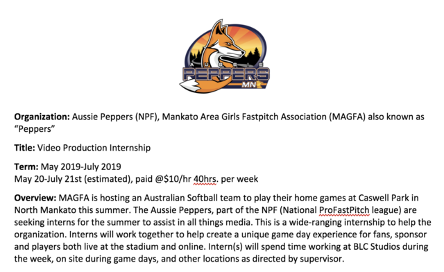 BLC Studios announces internship with Peppers