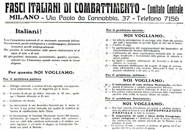 Fasci Italiani di Combattimento (Fascistpartiet) ble opprettet