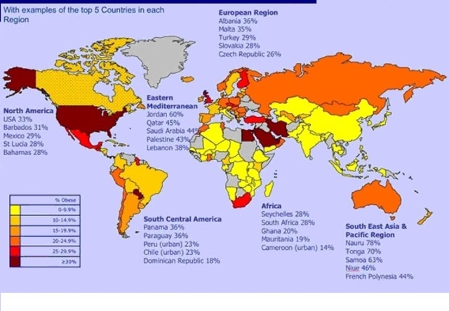 Poblaciones con obesidad 1990