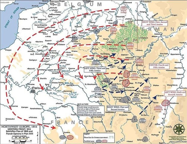 Los alemanes disponen del plan Schlieffen para atacar a Francia