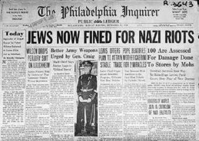 Jews fined for the night of broken glass