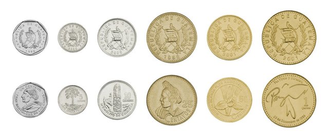 Diferentes Monedas de Guatemala