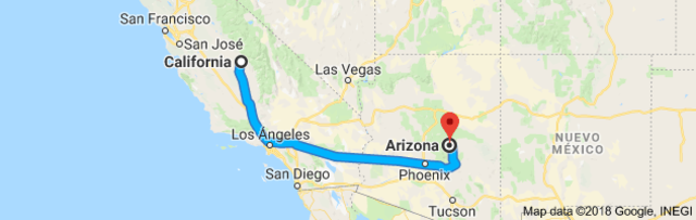 California to Arizona