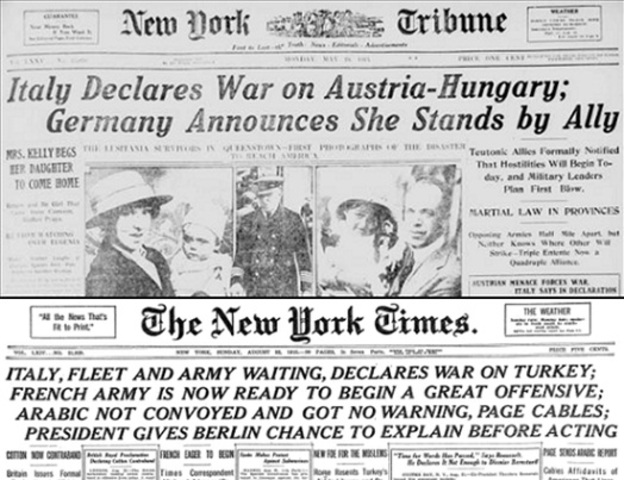 Italy declares war on Austria-Hungary