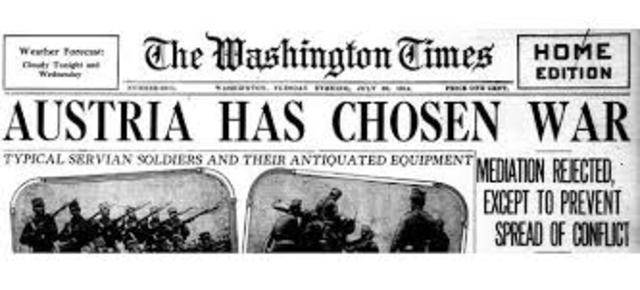 Austria-Hungary declares war on Serbia
