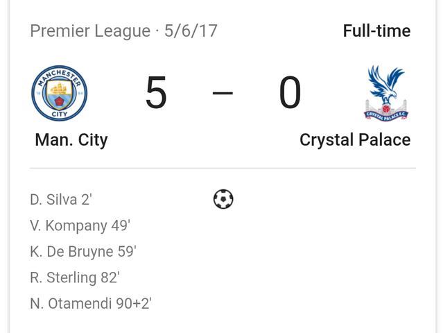 Manchester City VS Crystal Palace