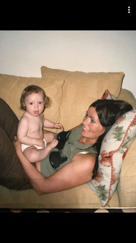 Chilling on the couch with my mom