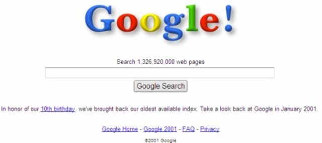 GOOGLE EN EL 2001