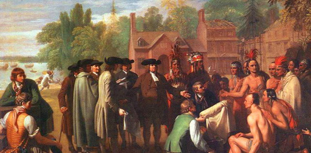 Pennsylvania is founded. William Penn meets with the Delaware Indians