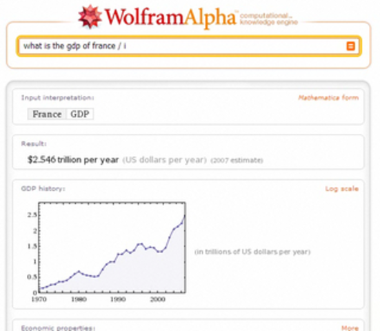 Wolfram Alpha como motor de búsqueda predeterminado.