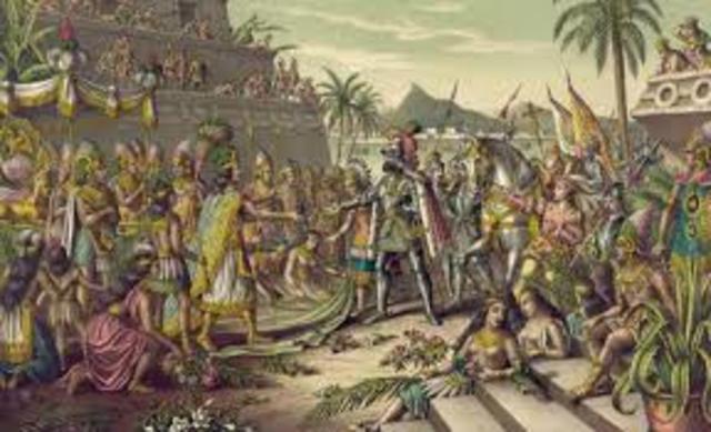 Moctezuma entrega ciudad a Cortes