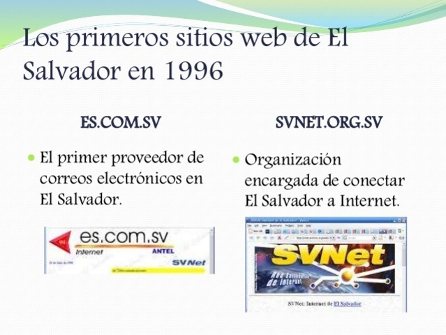 Aparecen los primeros sitios web nacionales.