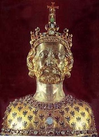 Charlemagne is crowned as 'Emperor of the holy Roman Empire'.