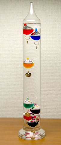 Galileo Galilei designs a basic thermometer