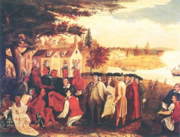Pennsylvania is Founded William Penn meets Delaware Indians