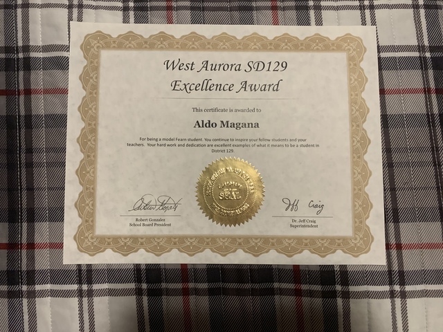 I was granted the WASD 129 Excellence Award