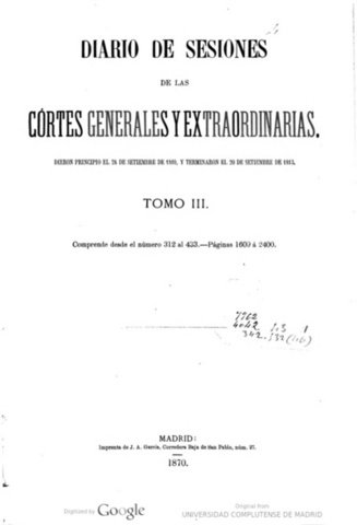 Convocatoria para las Cortes Generales y Extraordinarias