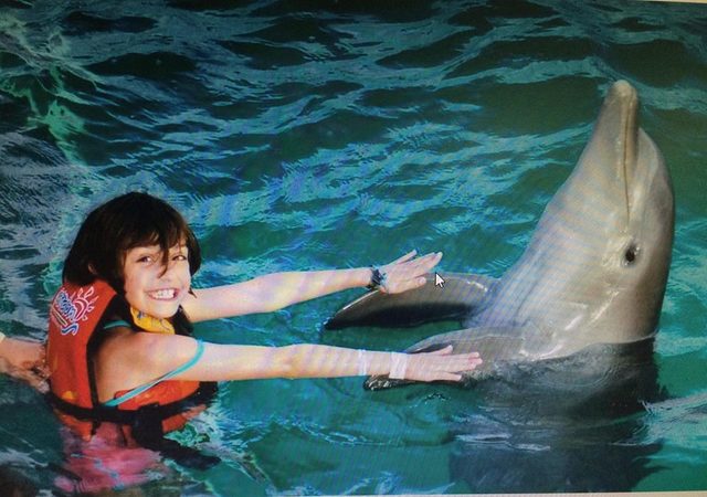 the first time that i swim with dolphins.
