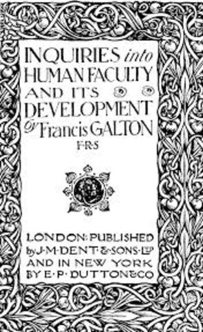 Francis Galton Publishes his book "Inquiries into Human Faculty and Its Development."