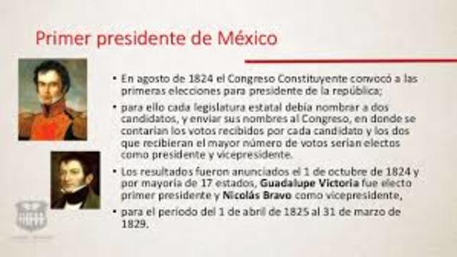 1824 se convocan a elecciones que ganaron el federalista Guadalupe Victoria