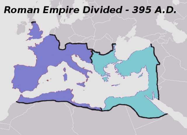 Split of the Roman Empire and move to Constantinople