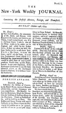 John Peter Zenger established press freedom.