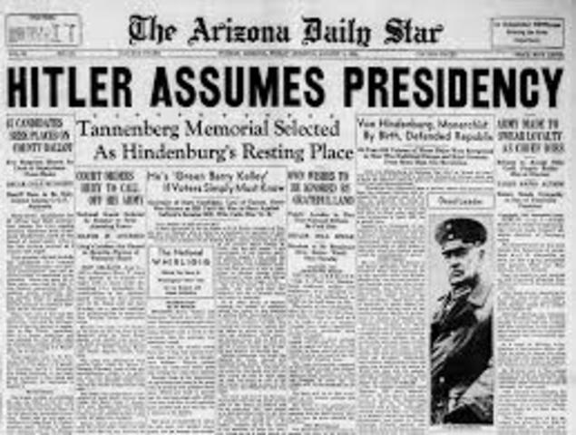 Death of Von Hindenburg  (German President)