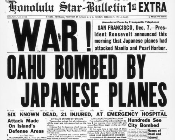 Japan attacks Pearl Harbor