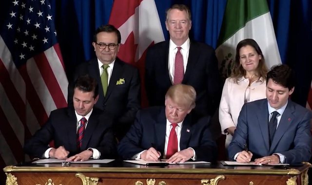 Lideres de EEUU, Mexico y Canada firman el acuerdo comercial T-MEC