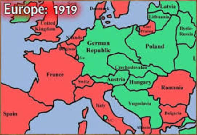 What new countries were created at the end of WWI?