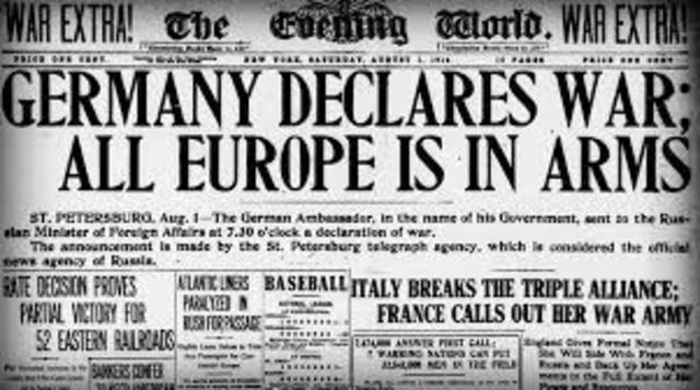 Germany declared war or Russia.