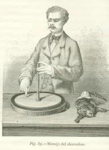 Volta perfecciona el elrctróforo de Johan Carl Wilcke