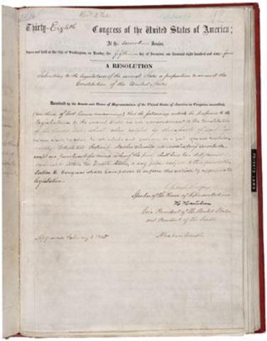 Thirteenth Amendment is passed