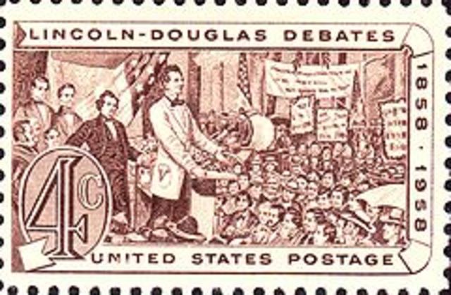 Lincoln and Douglas debate slavery issue in Illinois