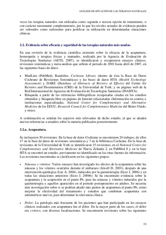 informe sobre la situación de terapias naturales