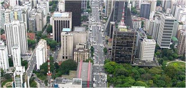 Vista aérea da Av. Paulista na década de 2010.