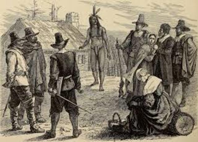 The Pilgrims land on Plymouth Rock