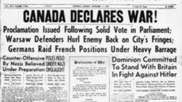 canada declares war on Germany