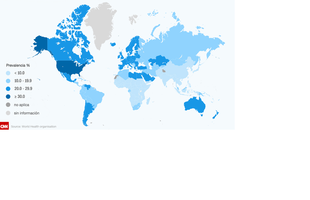 Países con mayor indica de obesidad