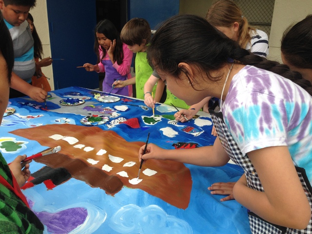 Painting in Art Class