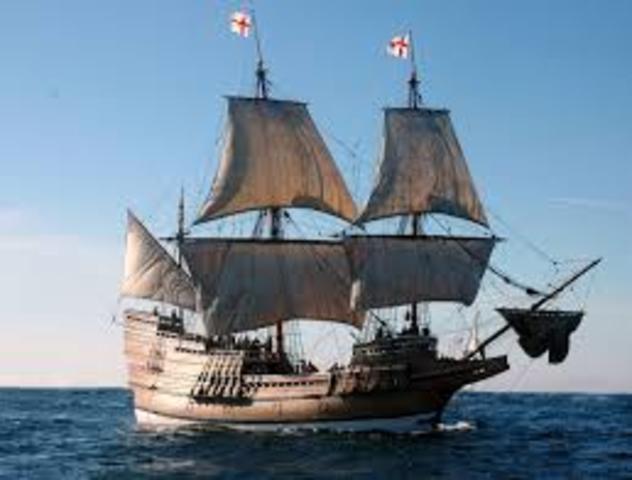 Pilgrims from England arrive at Plymouth, Massachusetts, on the Mayflower.