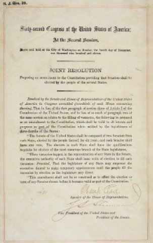 17th Amendment is passed