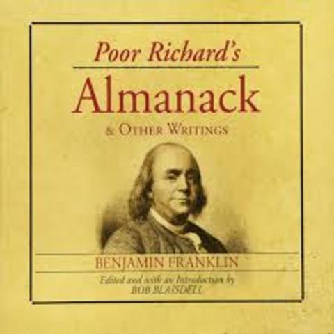 Benjamin Franklin begins publishing Poor Richard's Almanack.
