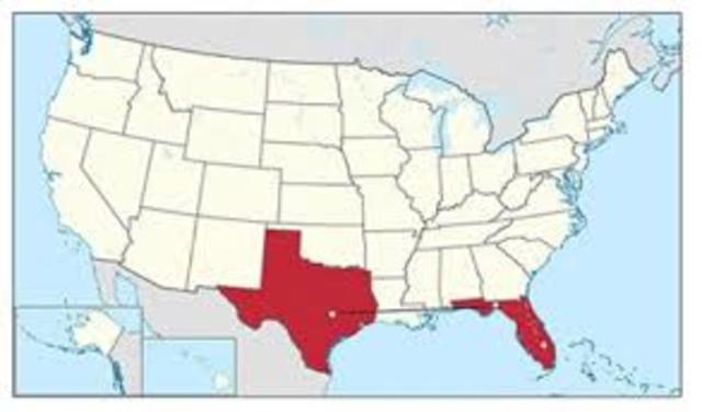 Florida Becomes The 27th state and Texas Becomes The 28th state