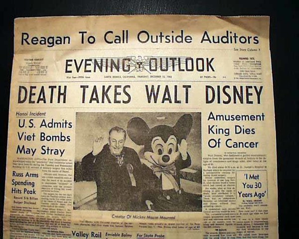 Walt Disney Dies