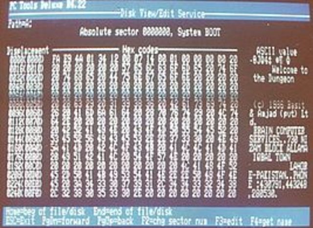 Первая эпидемия IBM-PC вируса "Brain"