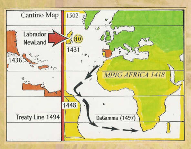 Spain and Portugal sign the Treay of Tordesillas
