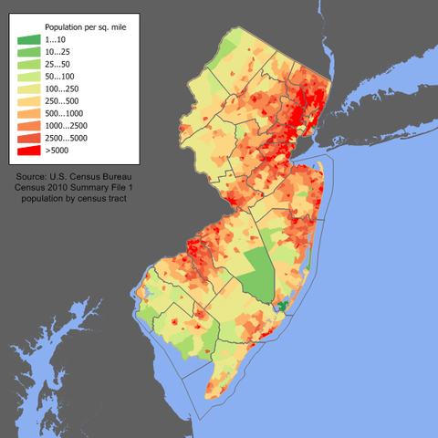 New Jersey is the most densely populated state in the country