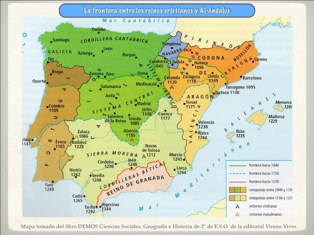 Avance cristiano tras la aparición de los Taifas.
