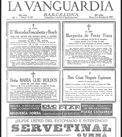 portada del día en que nació mi abuela paterna